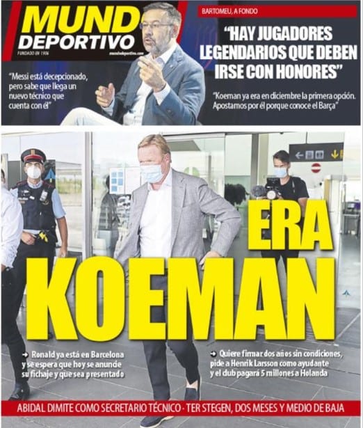 Portada Mundo Deportivo Koeman fichaje