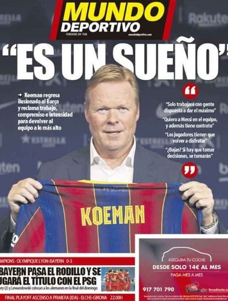 Koeman presentación Portada Mundo Deportivo Koeman presentación