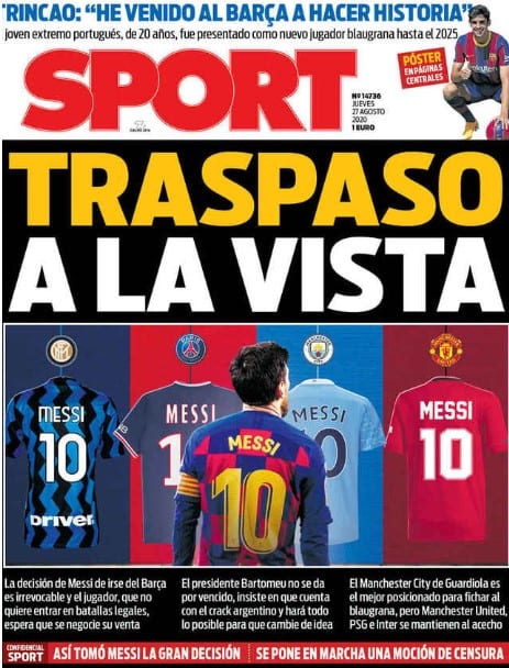 Portada Sport Messi traspaso
