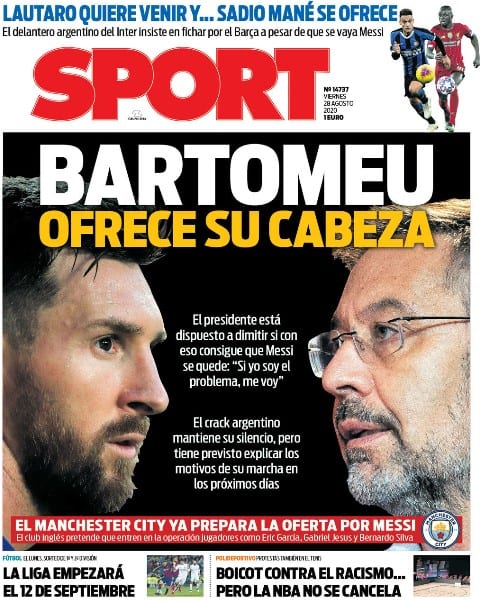 Portada Sport Bartomeu dimisión