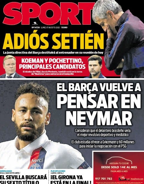 Portada Sport el Barça y Neymar
