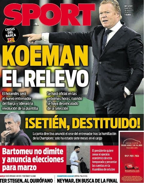 Portada Sport Koeman relevo