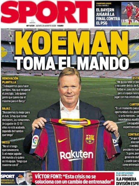 Koeman toman el mando Portada Sport Koeman mando