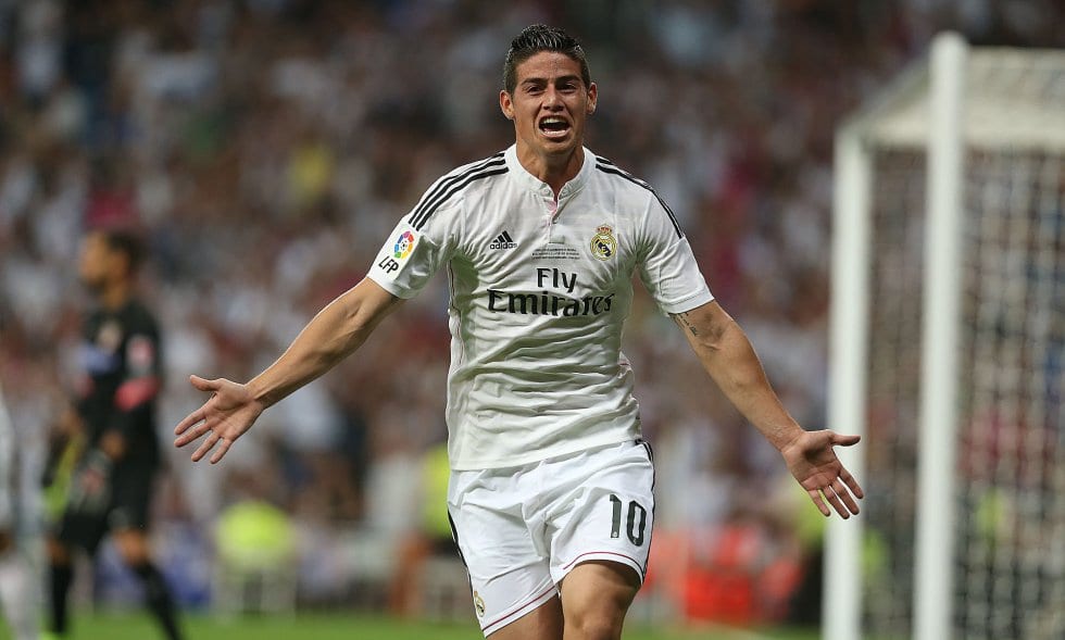 James Rodríguez celebra un gol.