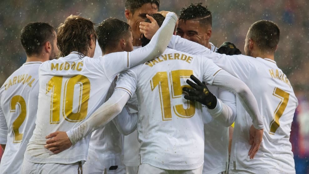 El Real Madrid celebra un gol.