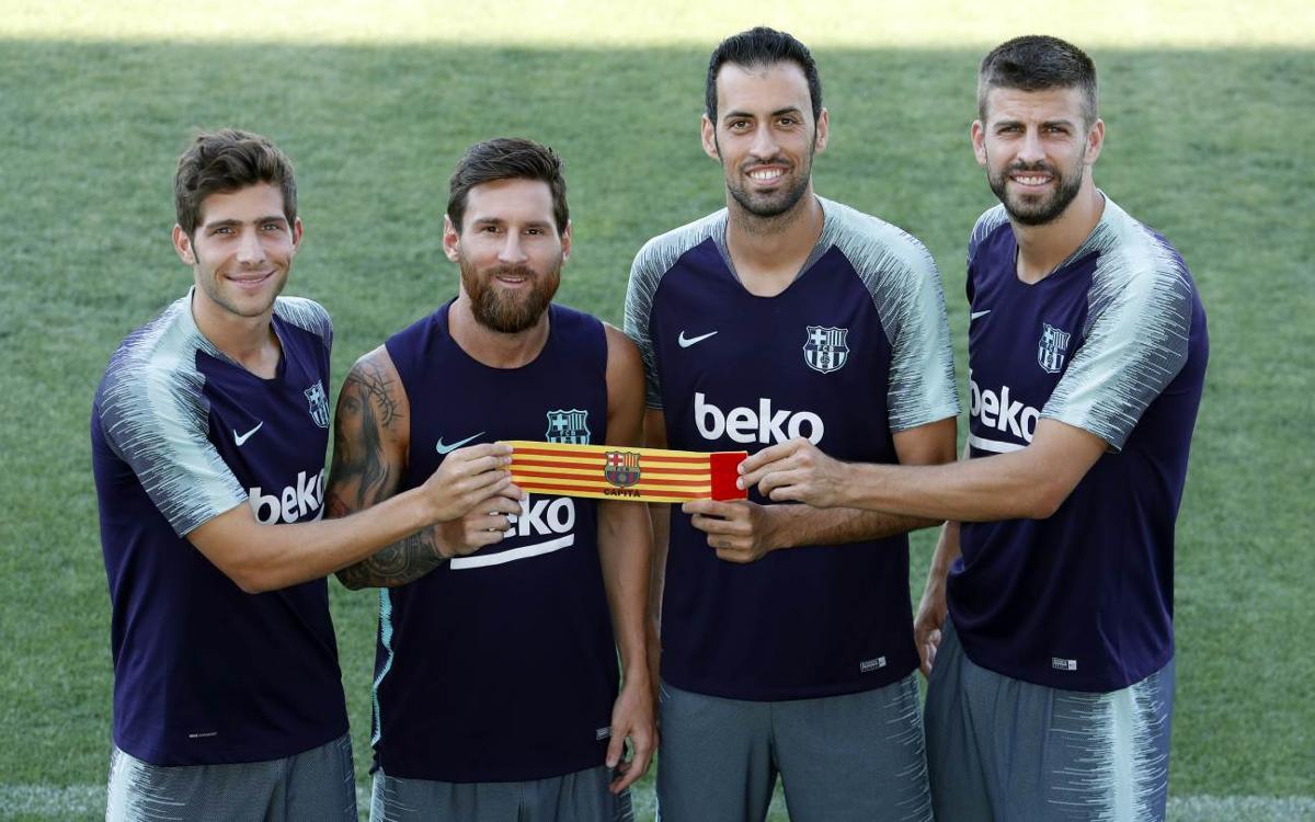 Los cuatro capitanes del FC Barcelona.
