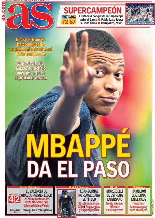 Portada AS Mbappé da el paso