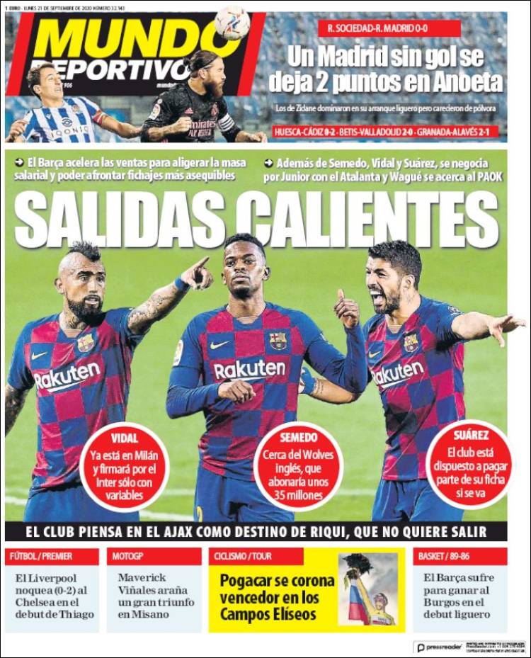 Portada Mundo Deportivo salidas calientes