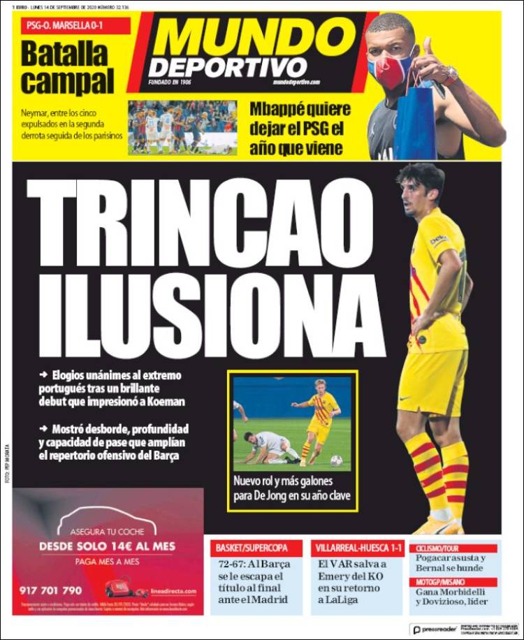 Portada Mundo Deportivo Trincao ilusiona
