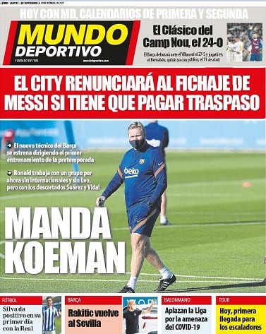 Portada Mundo Deportivo Manda Koeman