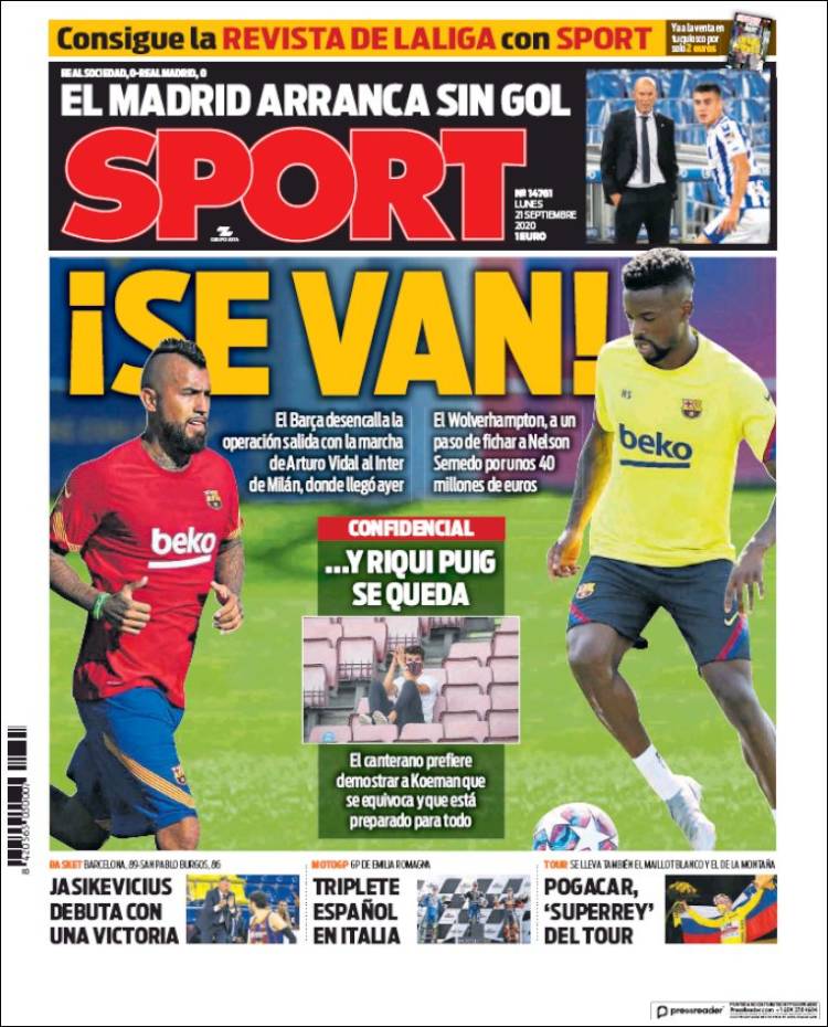 Portada Sport venta Semedo y Vidal