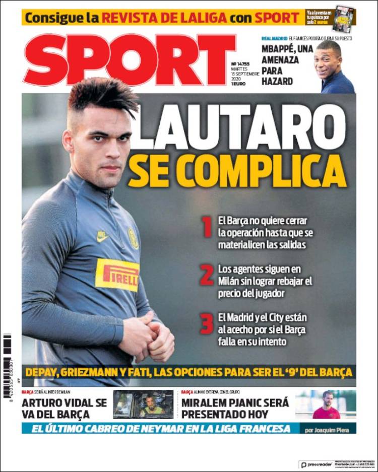 Portada Sport Lautaro se complica