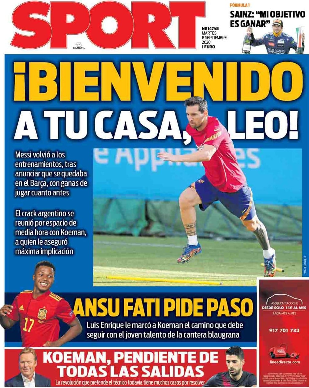 Portada Sport Messi vuelve a casa