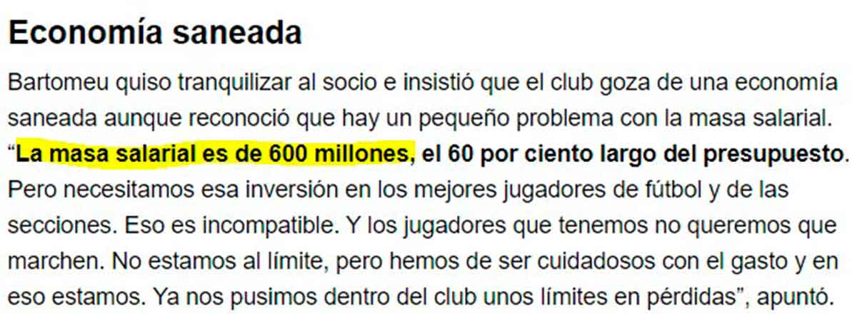 Masa salarial Barça