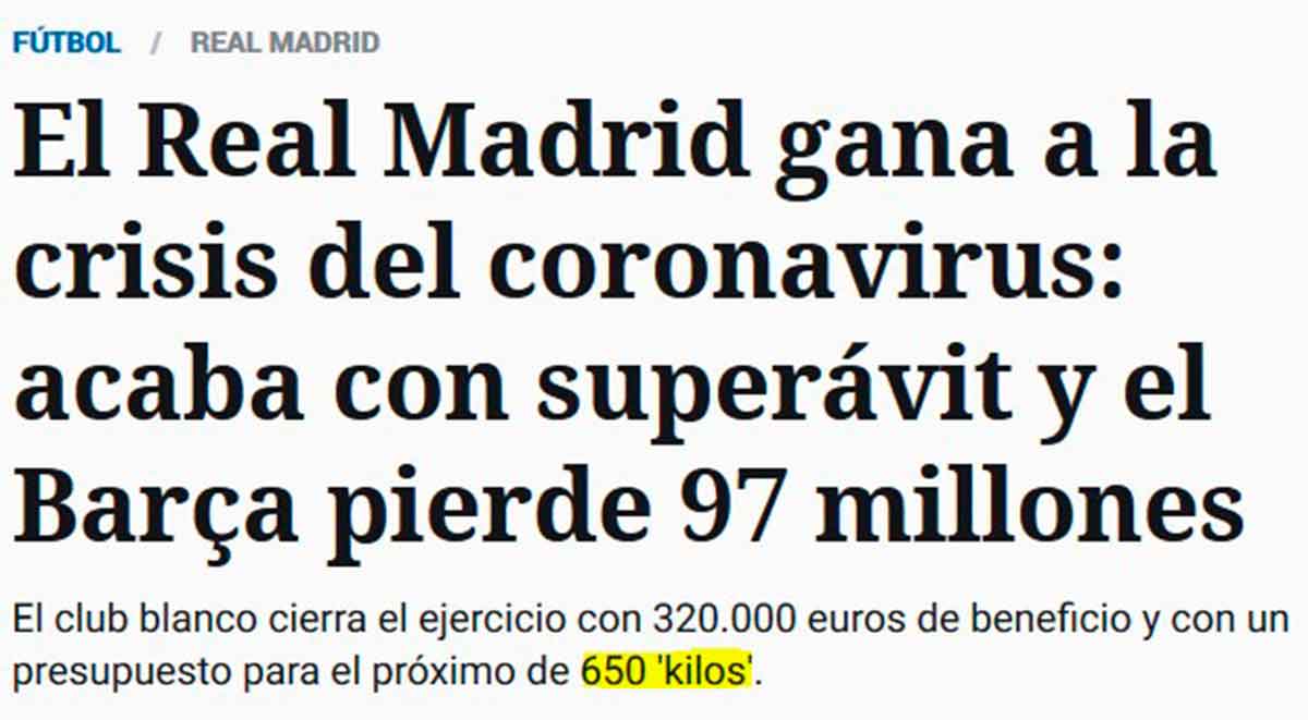 Barça Madrid coronavirus balances