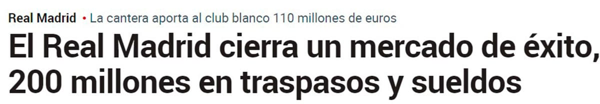 Ingresos Real Madrid 2020