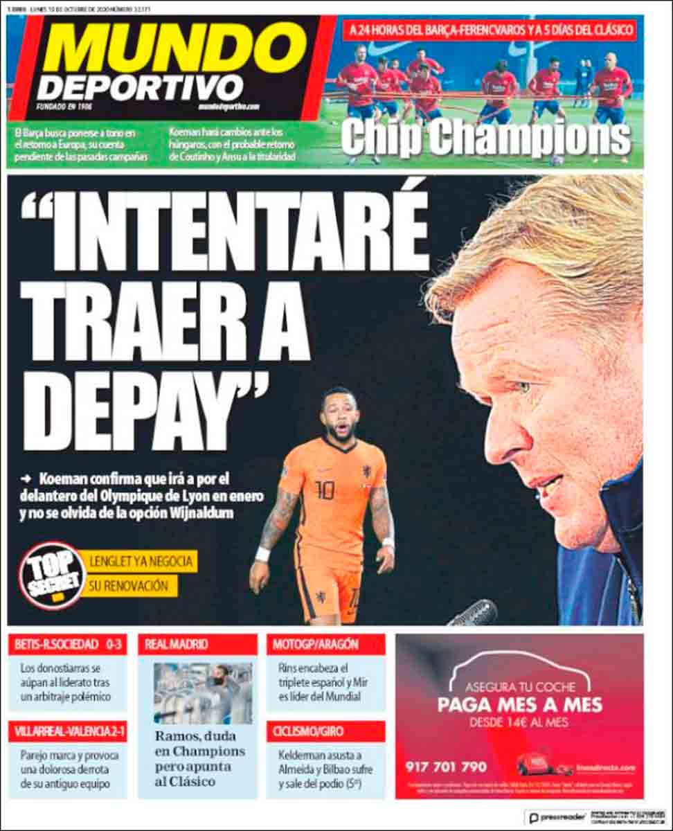 Portada Mundo Deportivo fichaje Depay