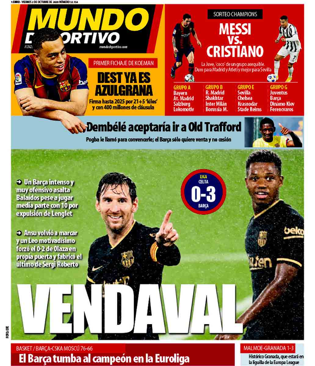 Portada Mundo Deportivo Vendaval