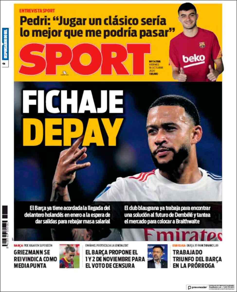 Portada Sport fichaje Depay