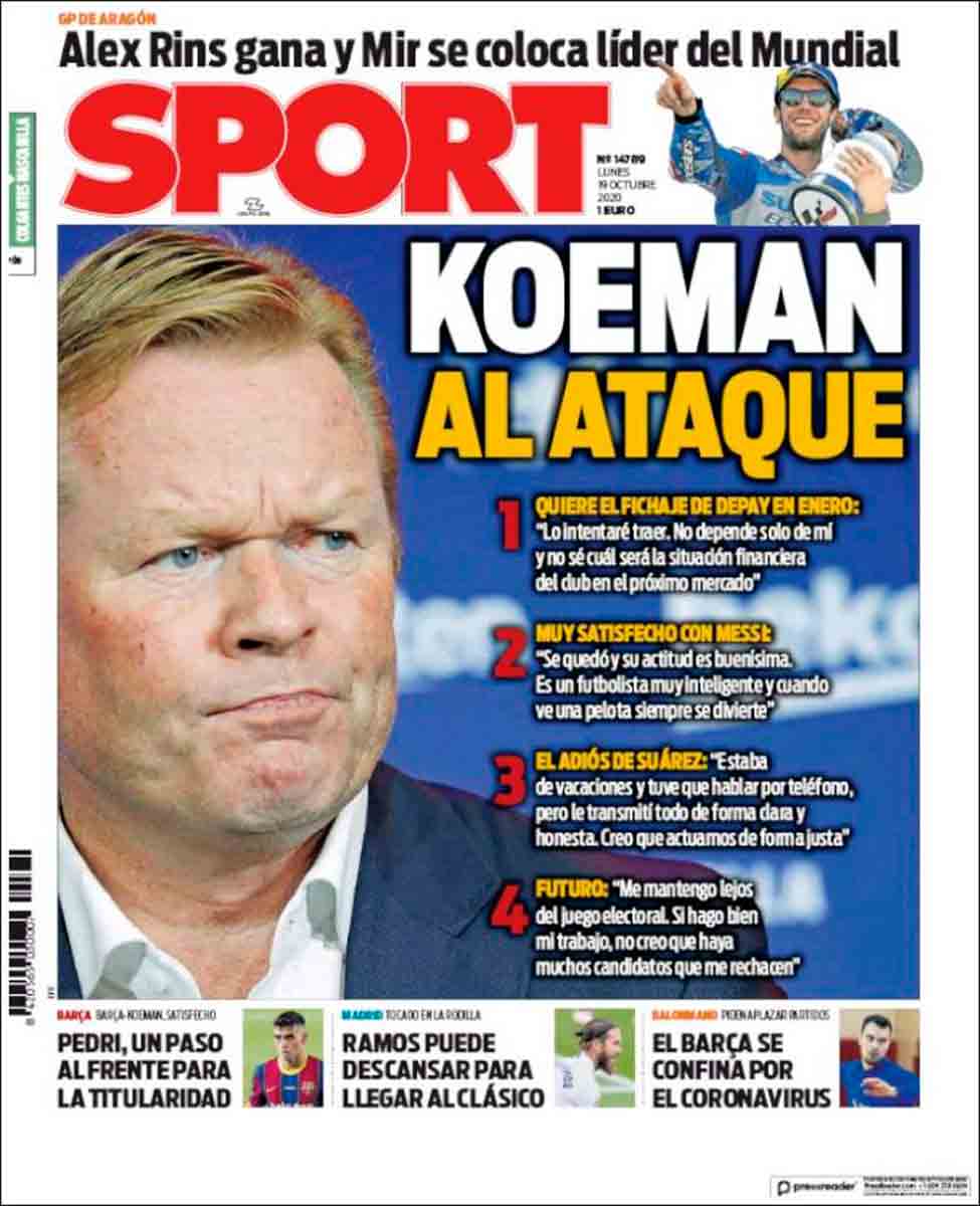 Portada Sport Koeman al ataque