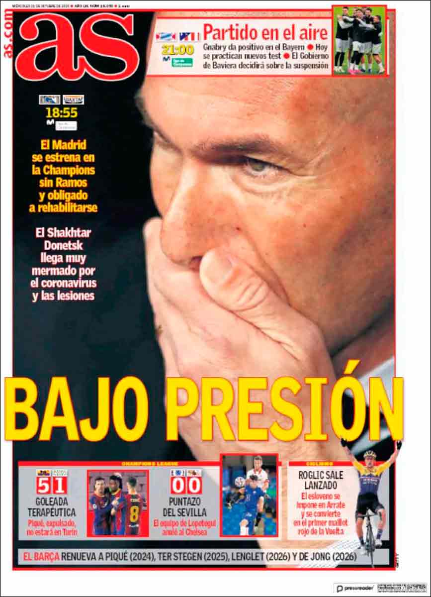 Portada AS Bajo presión Zidane