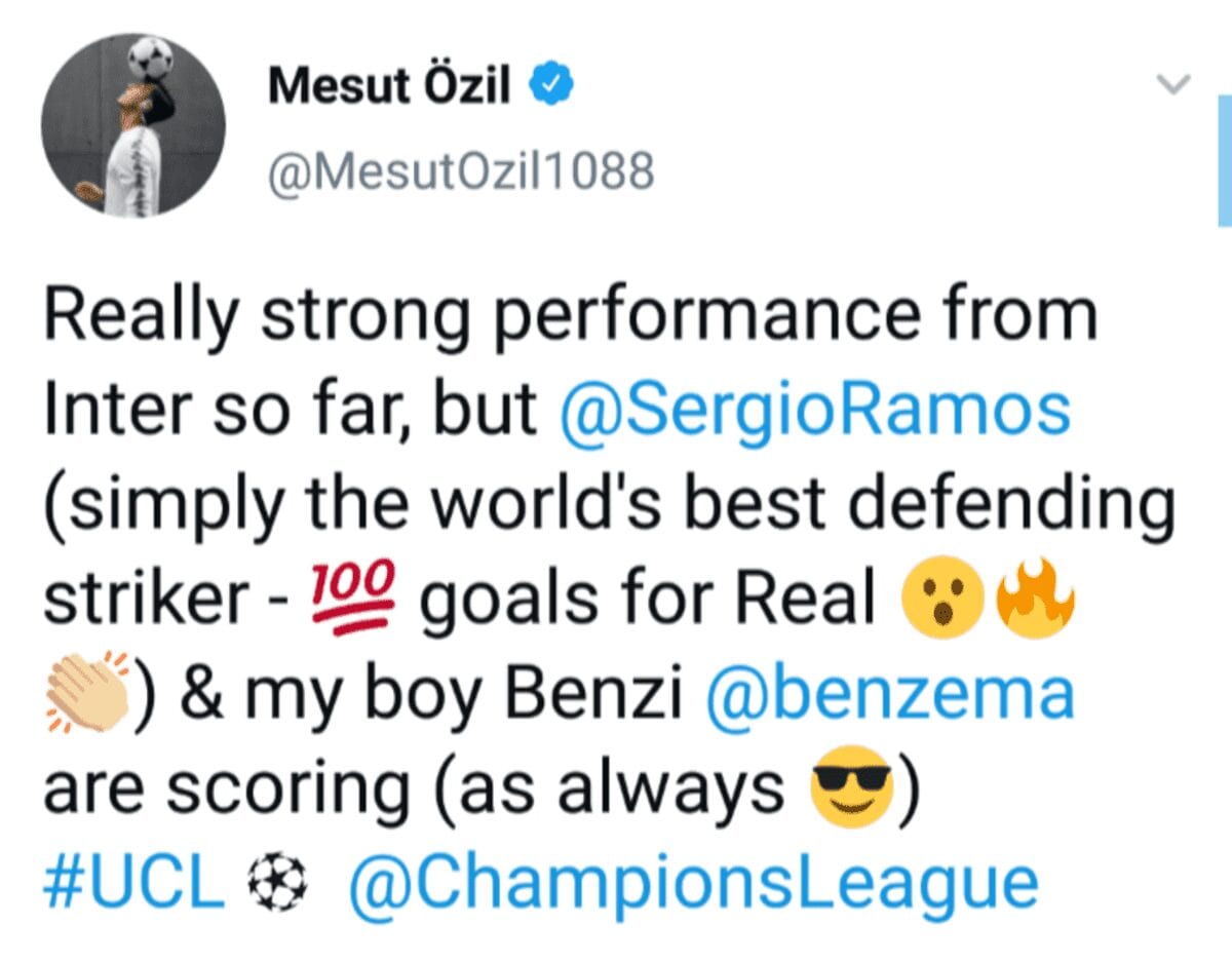 Tweet de Mesut Özil.