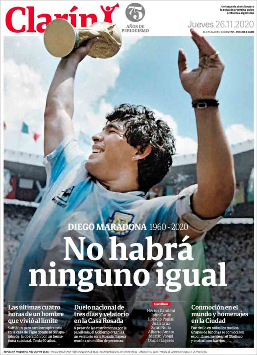 Portada Clarín Maradona