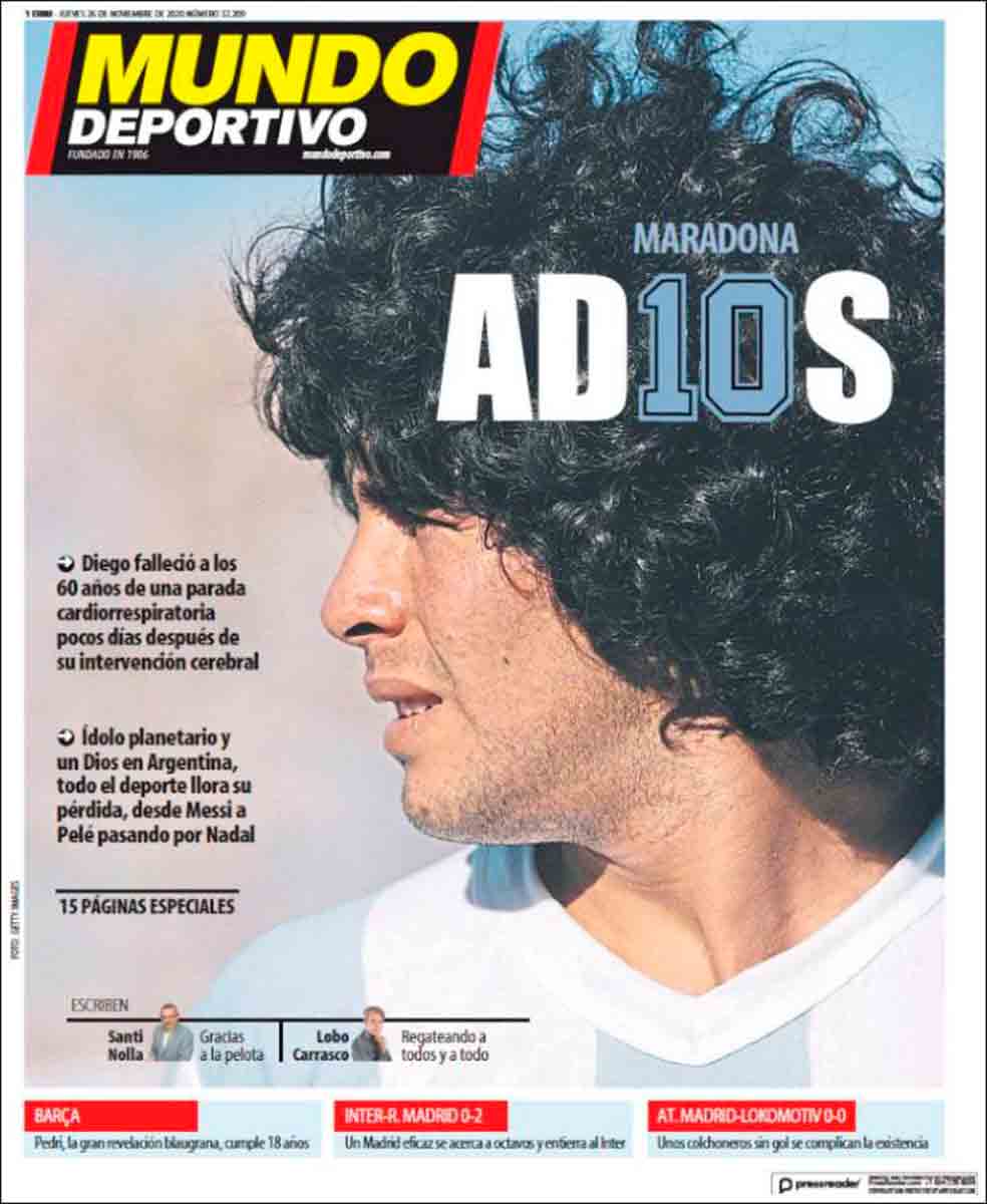 Portada Mundo Deportivo Maradona