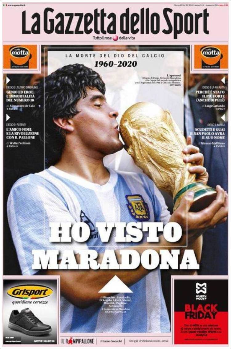 Portada Gazzetta dello Sport Maradona