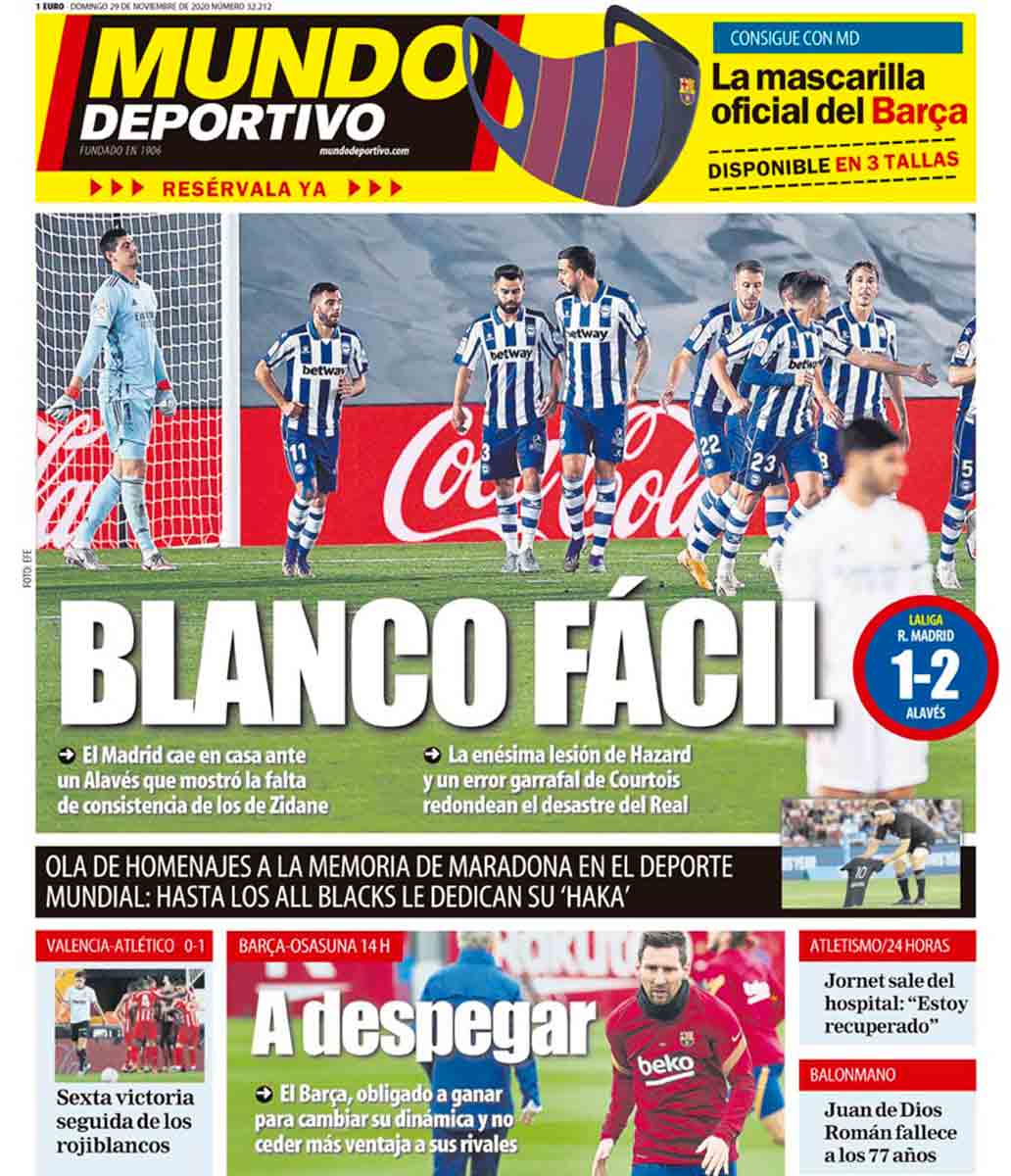 Portada Mundo Deportivo blanco fácil