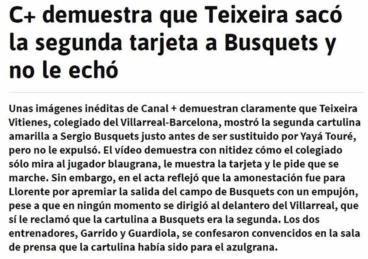 Teixeira sacó segunda amarilla a Busquets y no lo echó