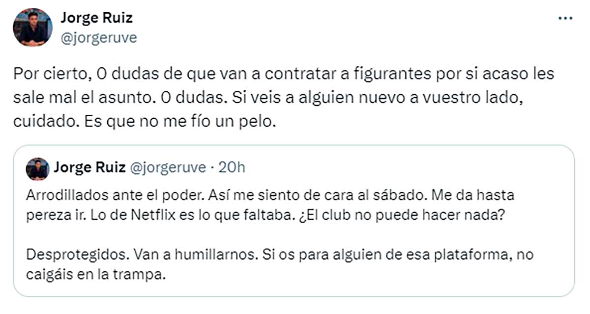 Tuit figurantes Netflix Mestalla