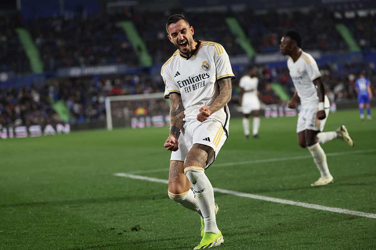 Celebración del primer gol de Joselu contra el Getafe