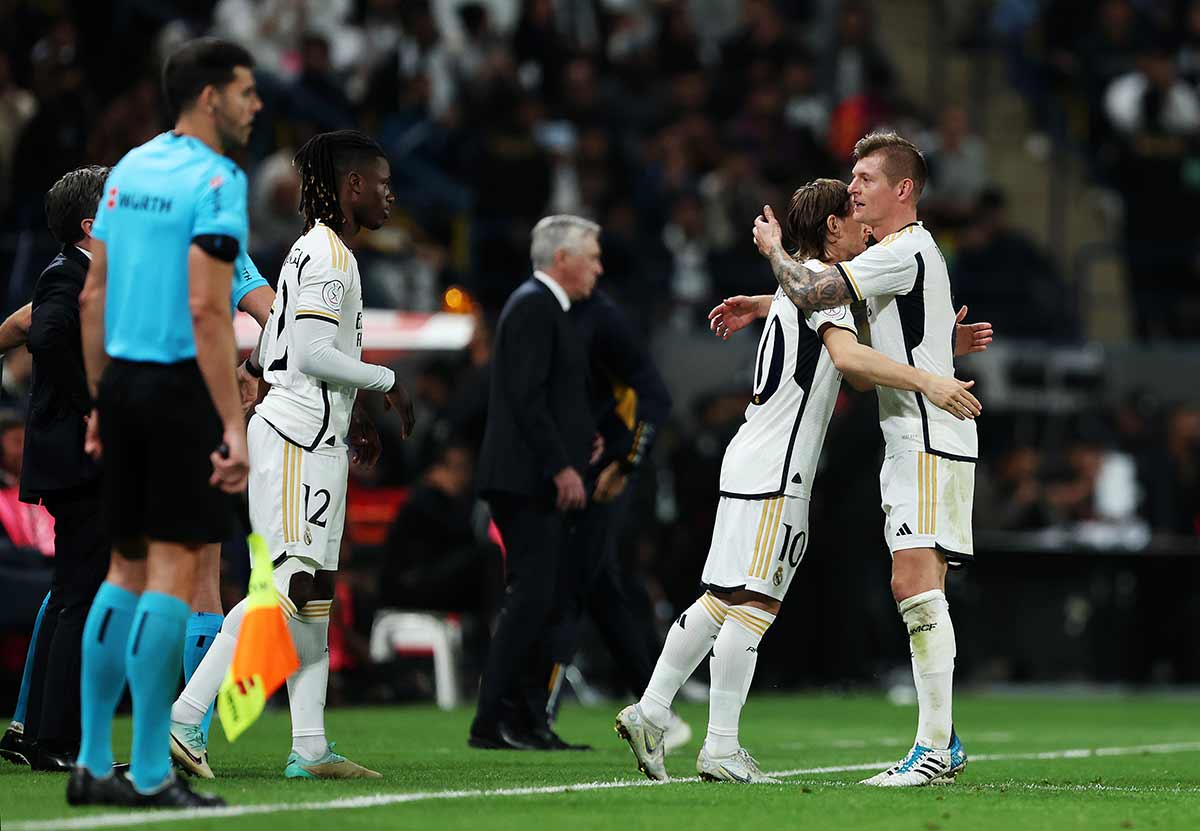 Kroos, Modric, Camavinga y Ancelotti