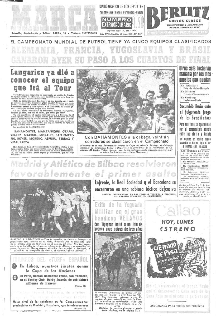 Portada de Marca tras la ida. 1958